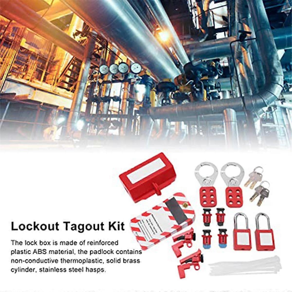 Elektrische Vergrendeling Tagout-set, Elektrisch Loto-vergrendelingsapparaat met Grendel, Vergrendeling voor Stroomonderbrekers, Loto-tags, Veiligheidshangslot, Kabelbinder