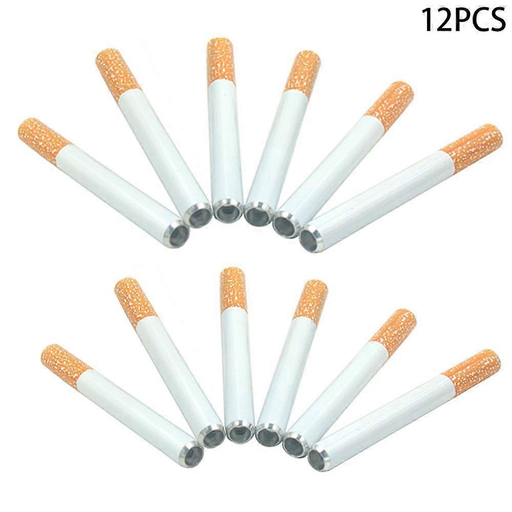 12-pack Pipe, Zinc alloy Metal Tool, cigarette shape smoking set, 78MM New Aluminum Alloy Cigarette Pipe, Aluminum alloy round mouth cigarette shape p