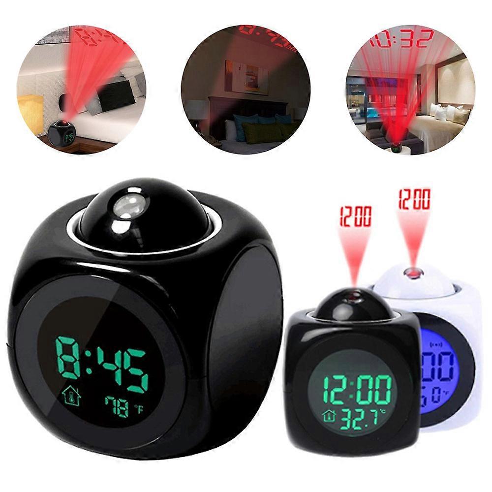 Digital Lcd Voice Talking Multifonction Led Projection Réveil Température