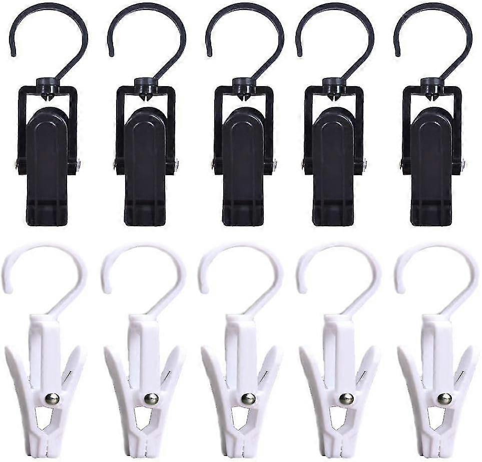 10 Pieces Hanging Laundry Hooks Clip Plastic Swivel Hanging Towel Clips Strong Clips With Hanger Hook For Wardrobe Boot Hat Curtain Socks Sheets Beach