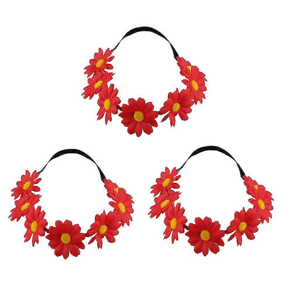 Multi-color Flower Headband Crown With Adjustable Elastic Ribbon
