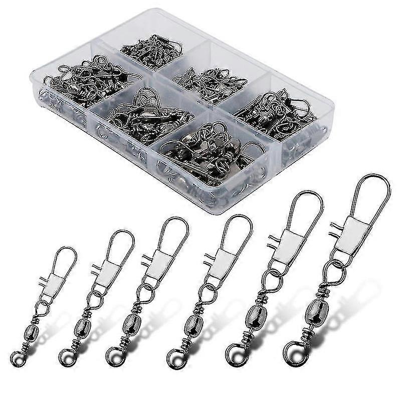 100pcs Fast Spin Fishing Bait Line Connector With Interlocking Snap Buckle Solid Rings Fishing Line To Hook Clips Connectors,size #4#6#8#10#12