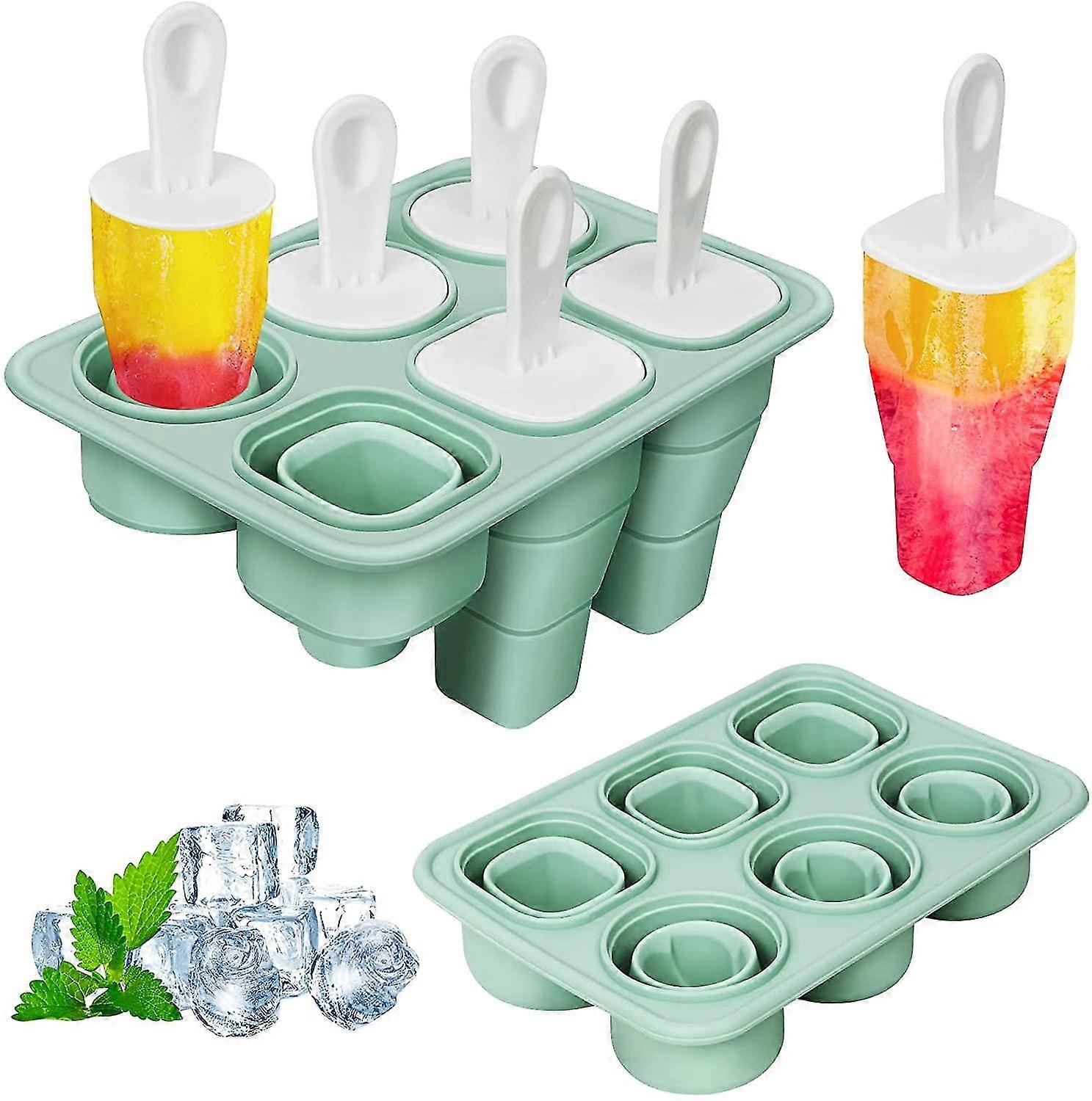 Silicon Ice Moulds Bpa gratuit, pliabile Ice Moulds și Ice Cube Tray 2 în 1 Design, 6 celule Ice Lolly Matrite