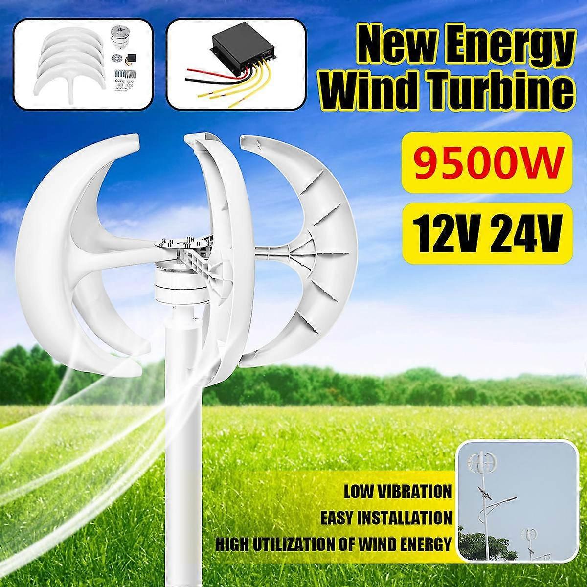 9500W 12V 24V 5 blader lykt vindturbiner generator vertikal akse motorsett for hjem hybrider gatelys bruk elektromagnetisk
