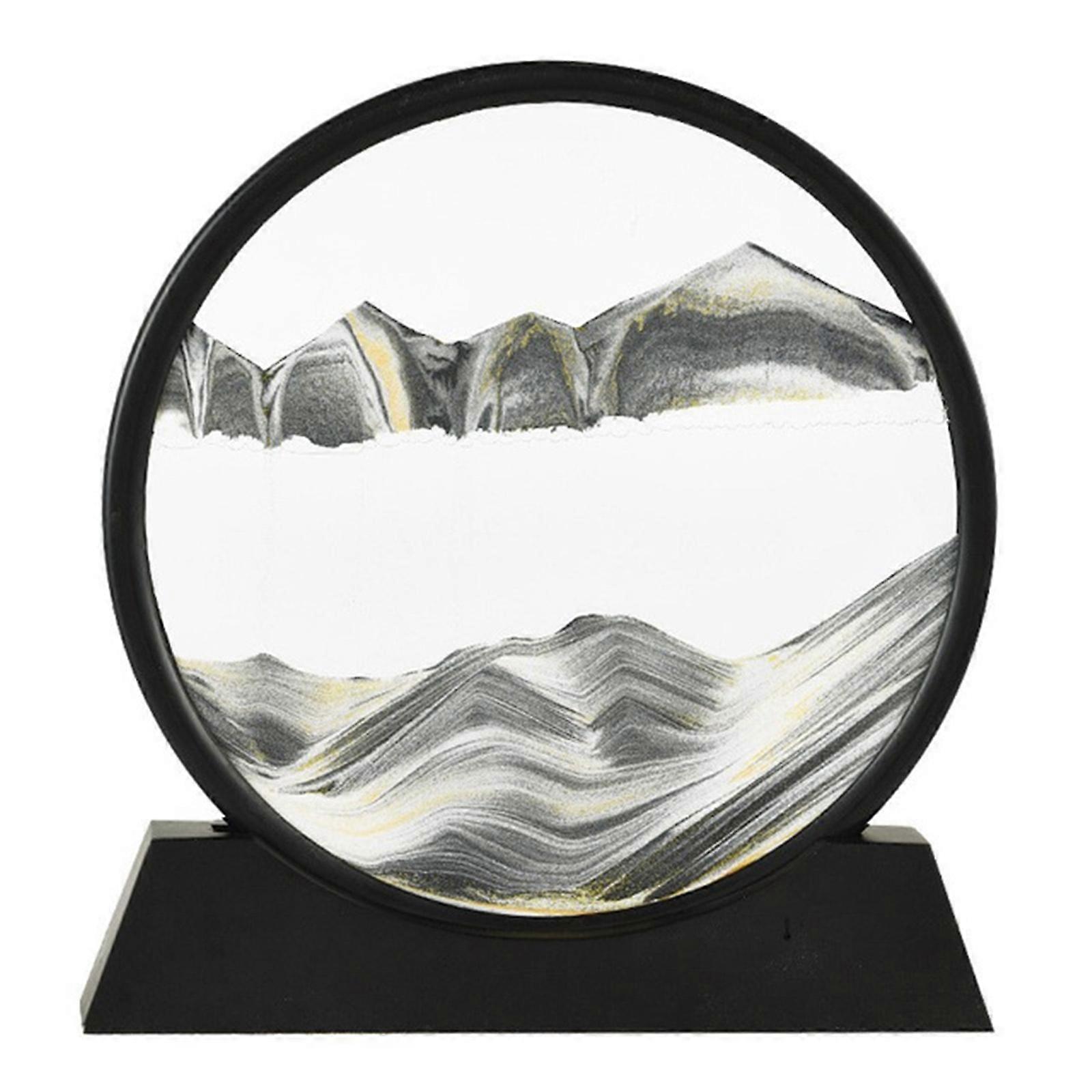 3D Moving Sand Art Picture - Round Glass Deep Sea Sandscape Display Art Craft,100% New