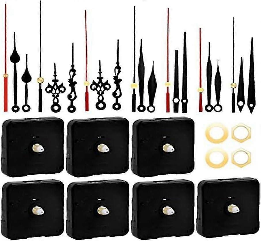 7pcs Wall Clock Mechanism Kit - 12mm Axis Clock Movement Fit for DIY Clock Repair Parts Replacement