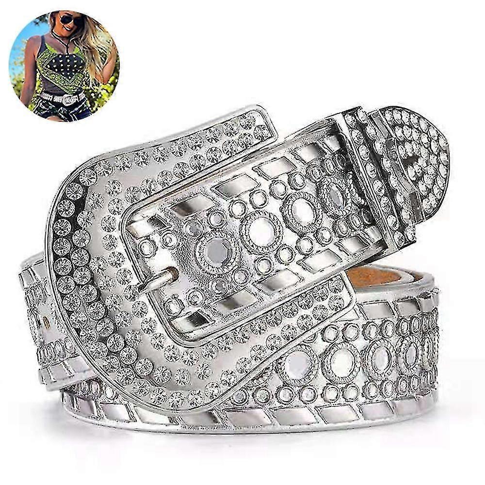 PRhinestone ζώνη για τις γυναίκες καουμπόισσα Bling καρφωμένη δερμάτινη ζώνη για τζιν παντελόνι