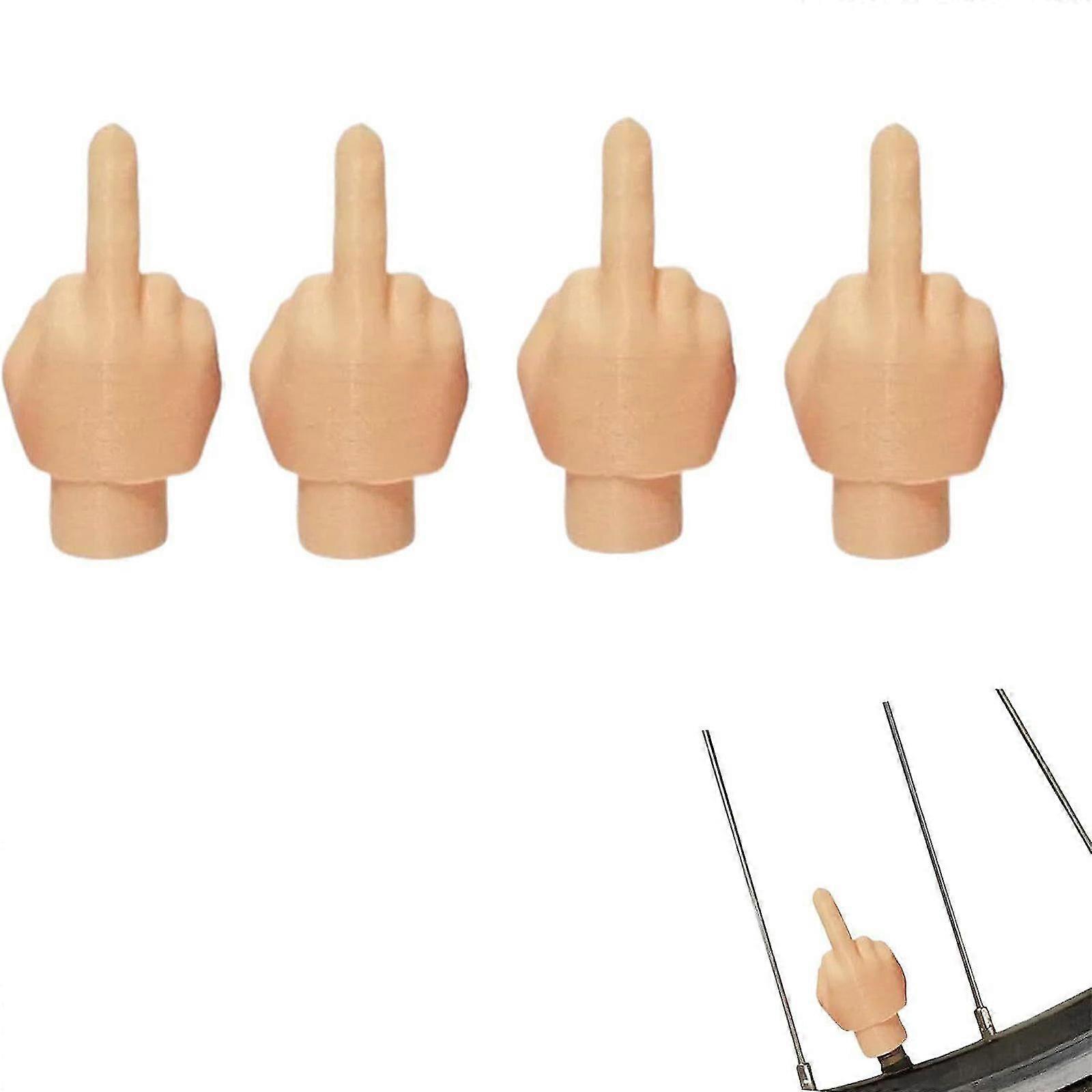 4PCS Middle Finger Valve Stem Cap Funny Prank Tire Caps for Car Bicycle Xixi
