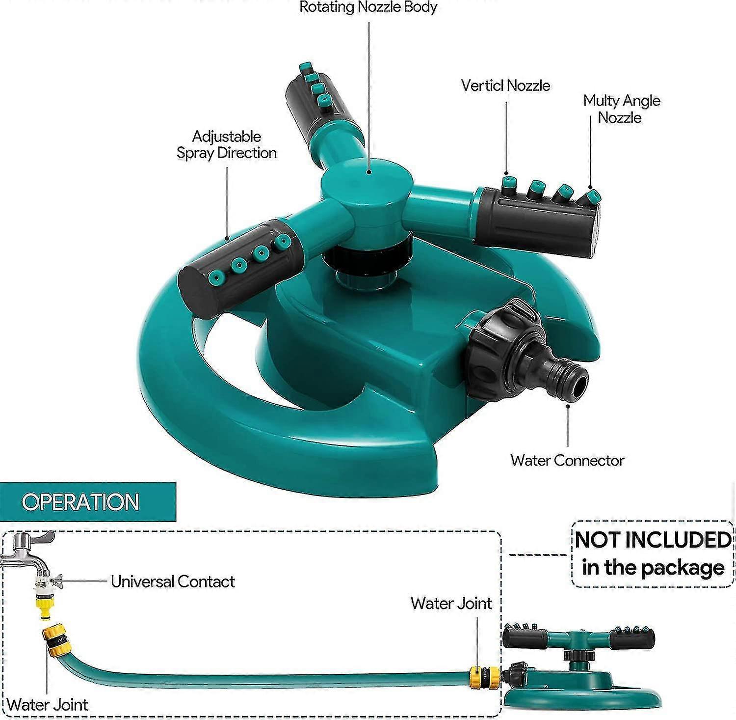 Wovuu Irrigatore Automatico Per Prato A 360° Con 36 Ugelli, Sistema Di Irrigazione Regolabile Per Giardino