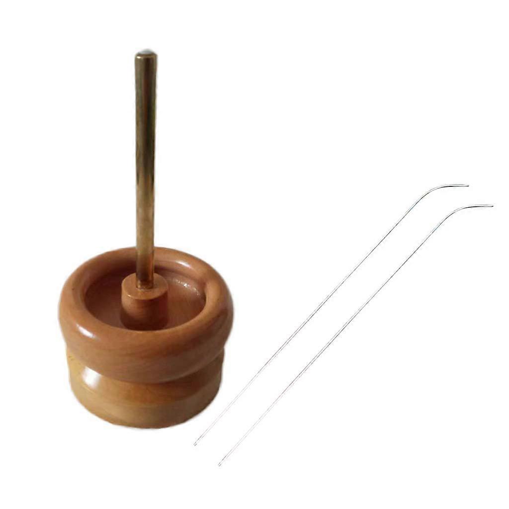 Wooden Bead Spinner Loader Bowl String Seed Beads Chain Tool Jewelry Making Device with 2 Needles