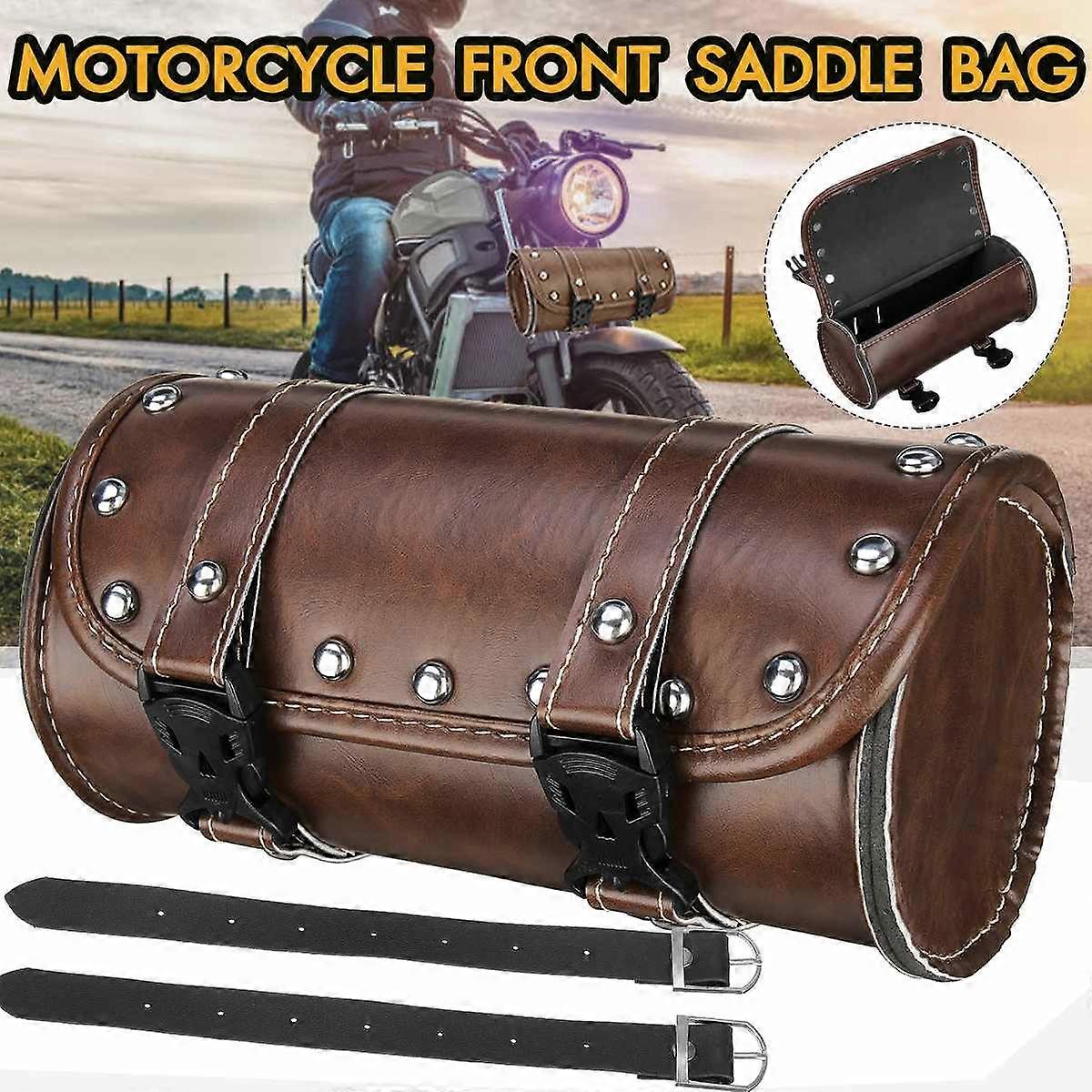 Motorcycle Tool Bag Fork Barrel Shape Handlebar Front Fork Bag Black Handlebar Front Fork Bag Motorcycle Cafe Racer Saddlebag