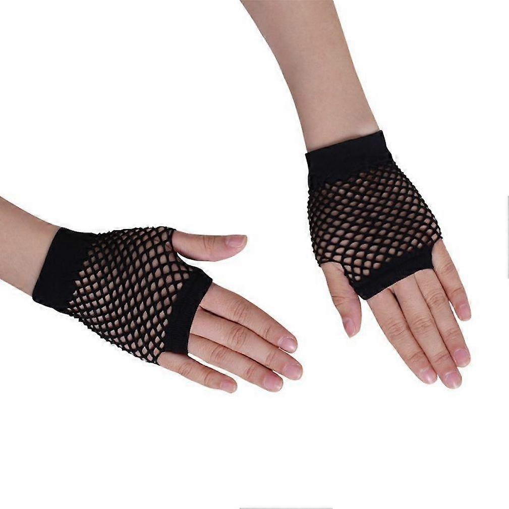 Halv finger handsker Fishnet Party Kostume Elastisk Handsker Sort