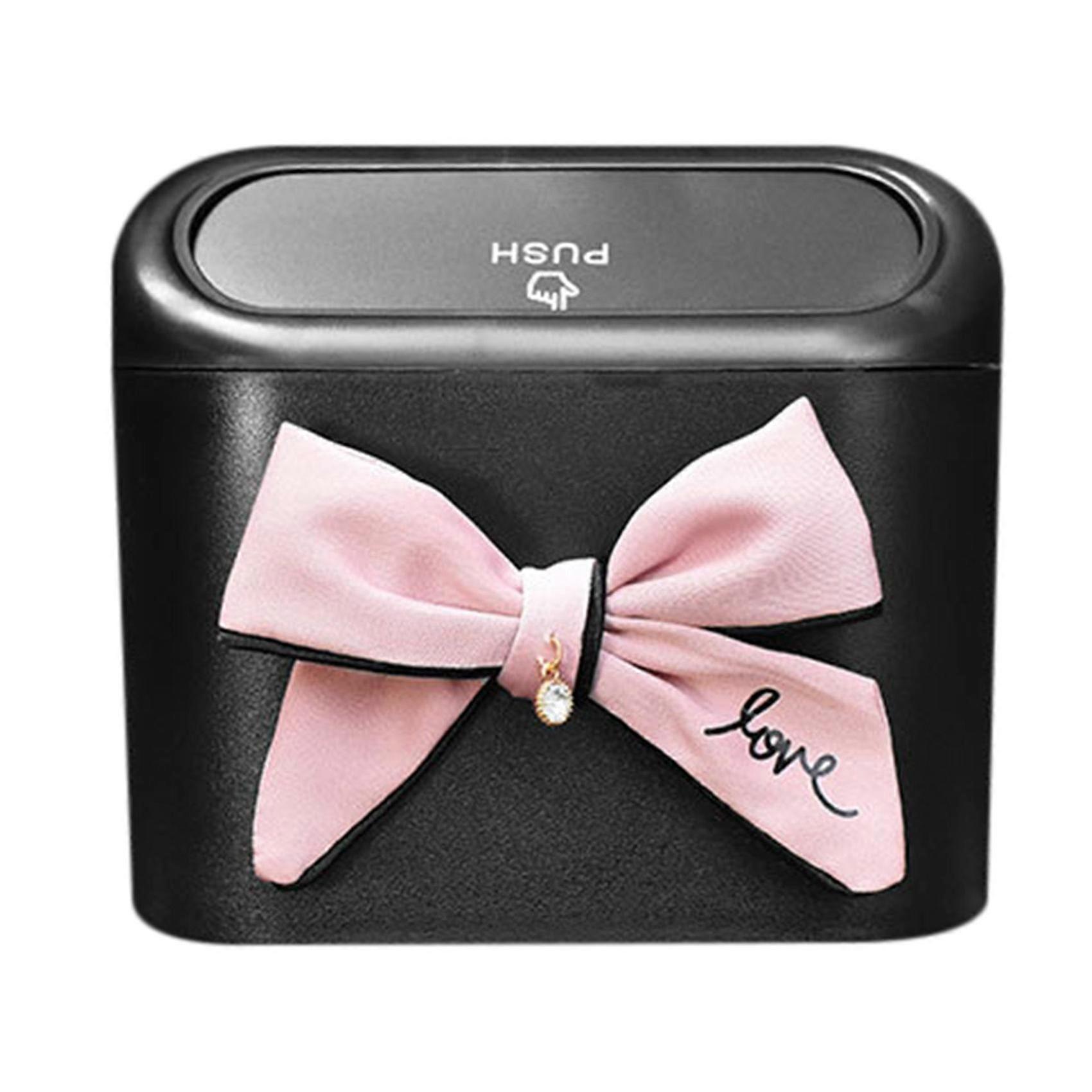 Car Trash Can Bow Decoration Garbage Door Side Storage Box C