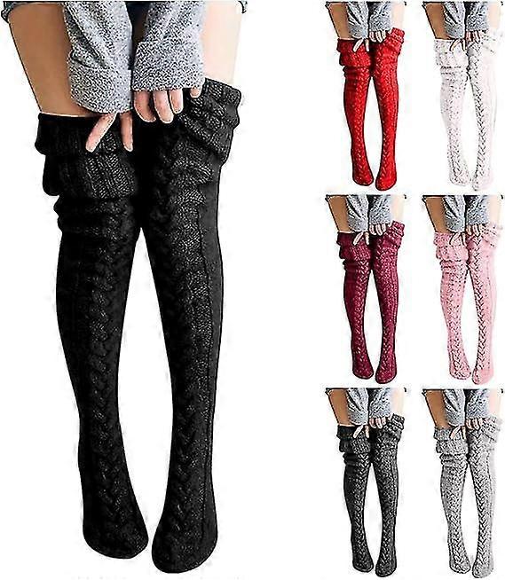 Women's High Knitted Twisted Socks Extra Long Knee High Knee High Socks Soft Knitted Stockings Comfortable And Warm