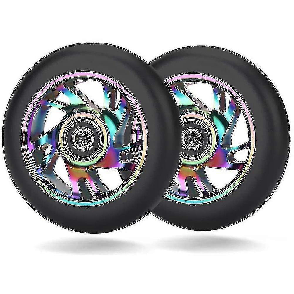 2 Pcs 100mm Scooter Replacement Wheels com rolamento de scooter dublê