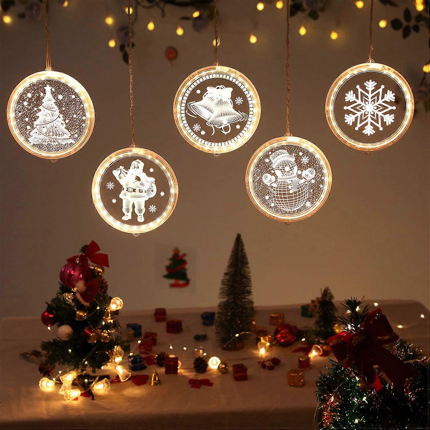 Christmas String Lights, 5 Circular LED String Lights for Christmas Scene Decoration