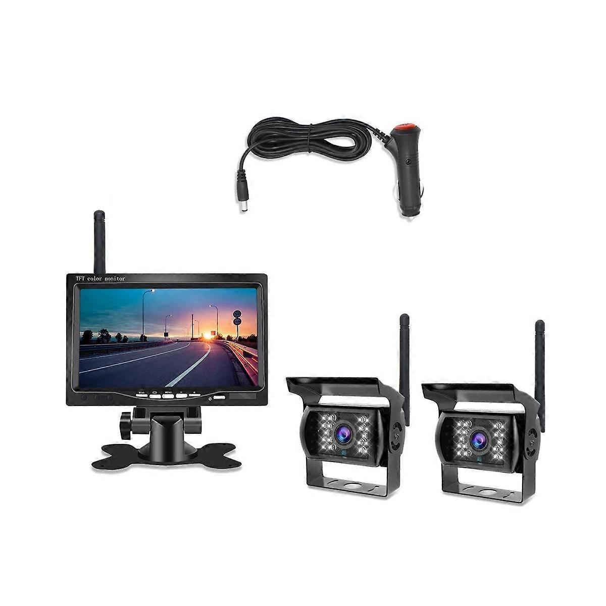 7InWirelessモニター防水車両2バックアップカメラキットTFTLCDモニター駐車支援B用