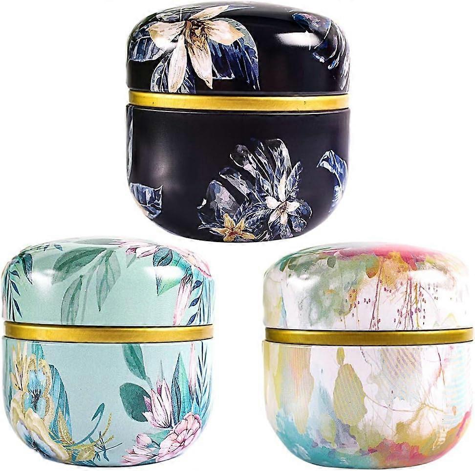 Set of 6 small iron storage boxes with lid for tea, kitchen box in three different designs