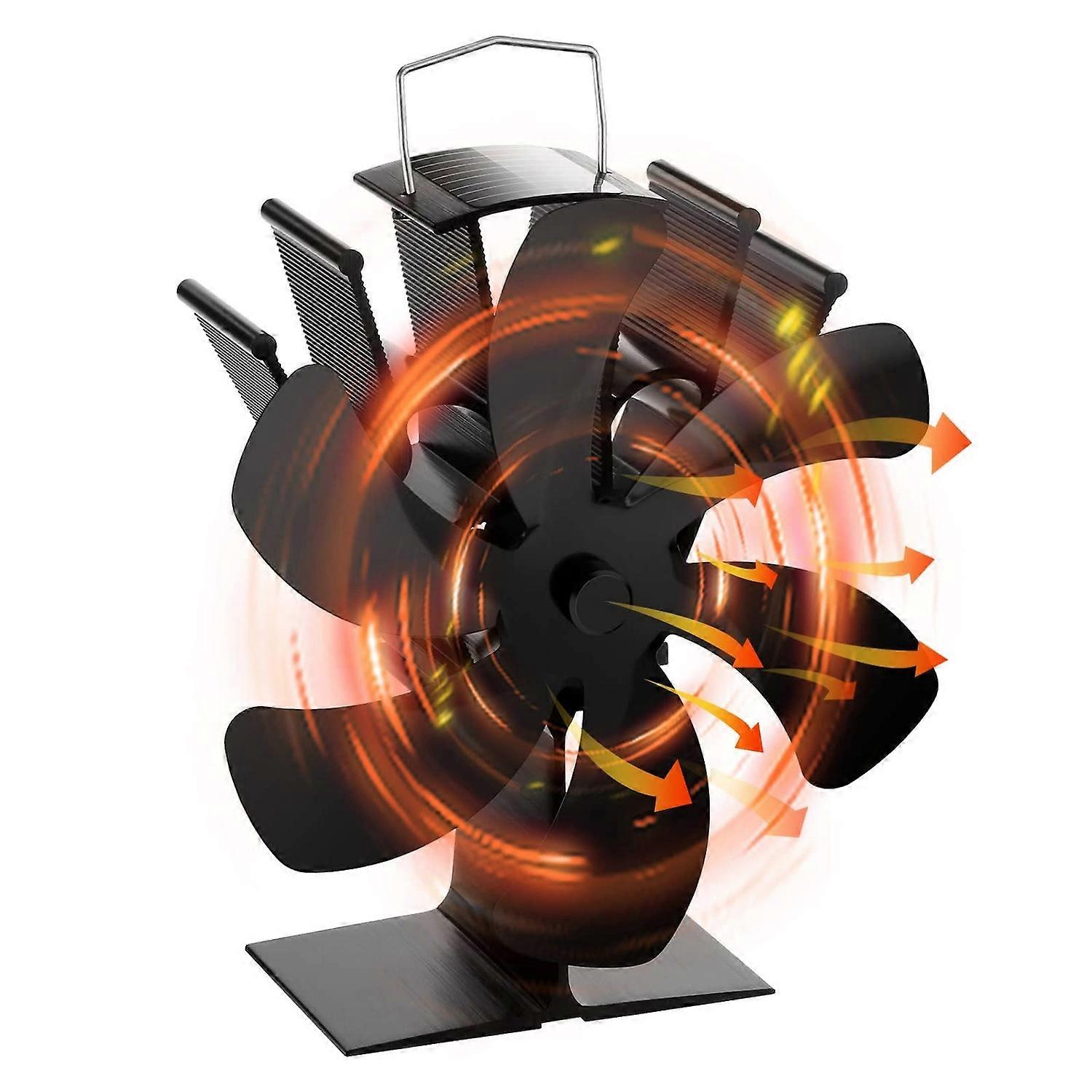 2025 Uusi 6-teräinen lämpökäyttöinen puuliesituuletin, takkatuuletin, takkatuuletin, pellettiuuni, puutakka ja puuhella, 87 Käynnistä hiljainen ooppera