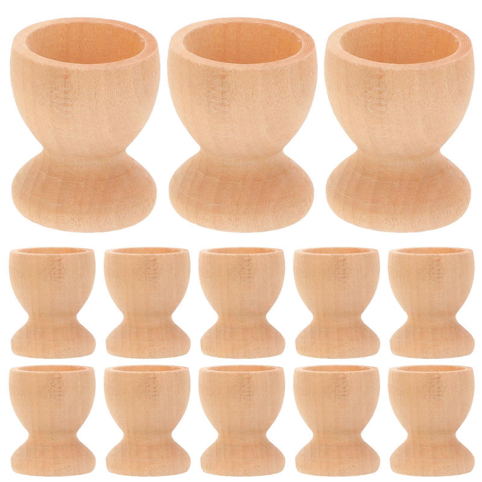 24Pcs Wooden Easter Egg Holders DIY Eggs Trays Cup Shaped Eggs Holding Cups