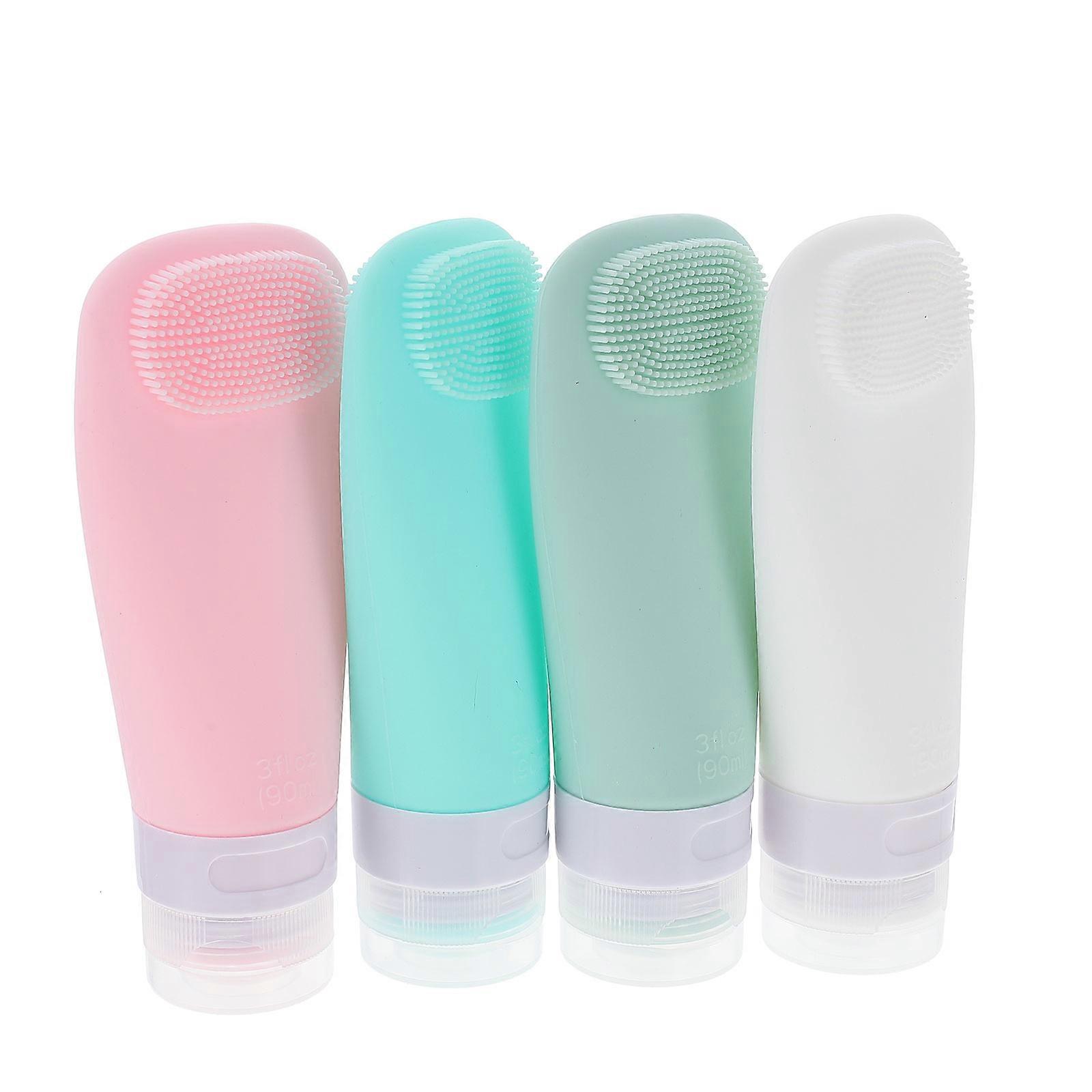 4pcs Simple Travel Empty Bottles Lotion Dispenser Bottles Lotion Containers with Brush