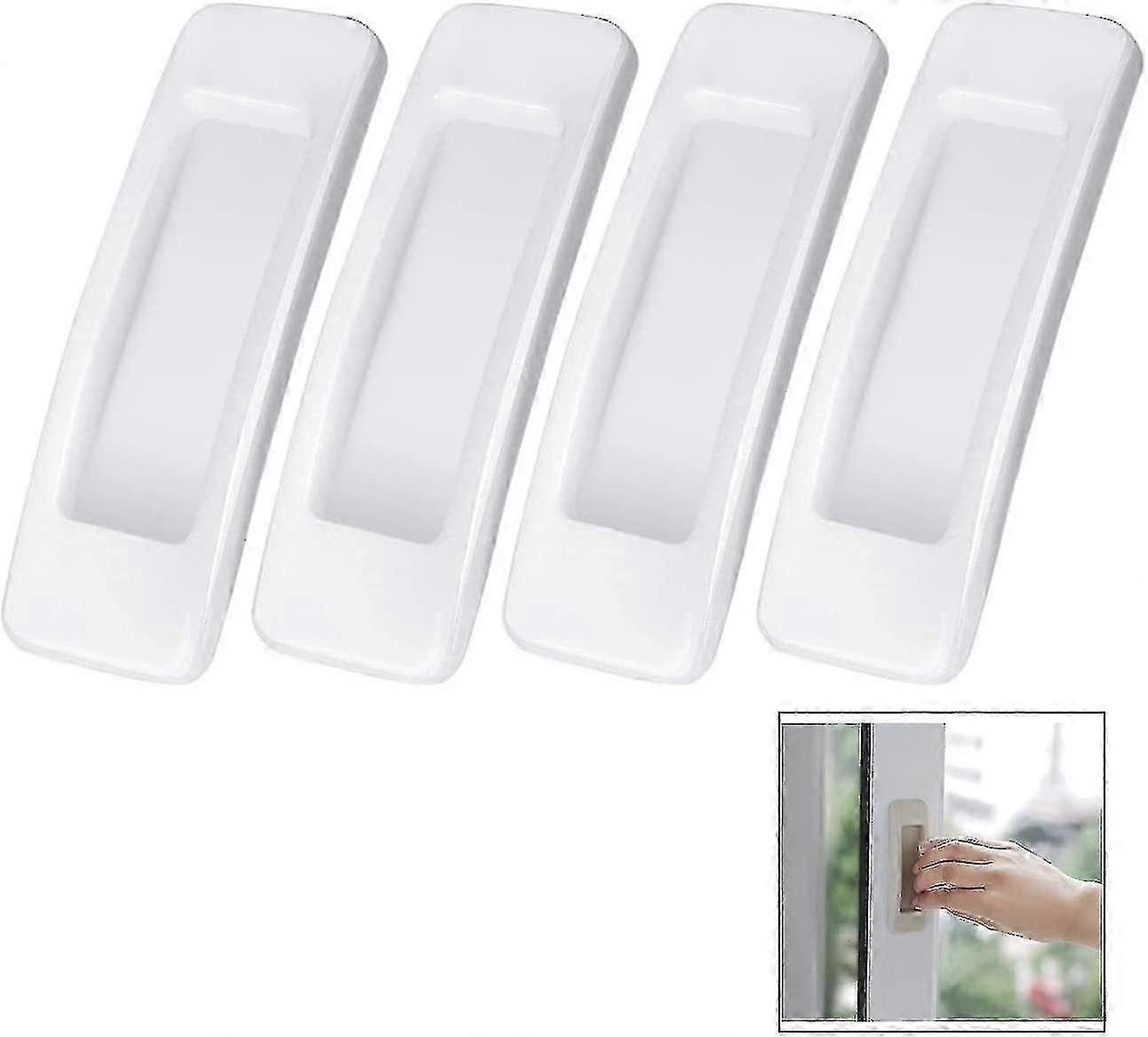 4pcs Adhesive Sliding Door Handle - White