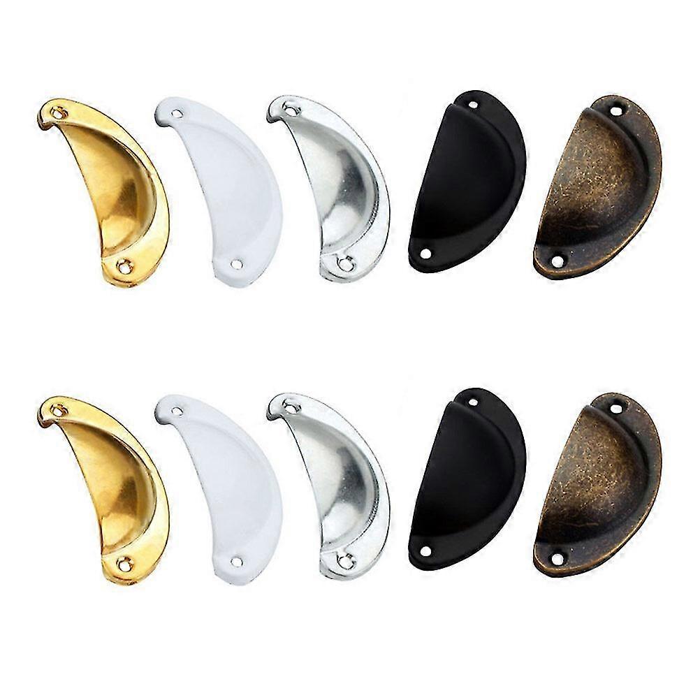 10pcs Chinese Style Drawer Handle Stainless Steel Cabinet Hand Grip Shell Shaped Knobs (random Color)
