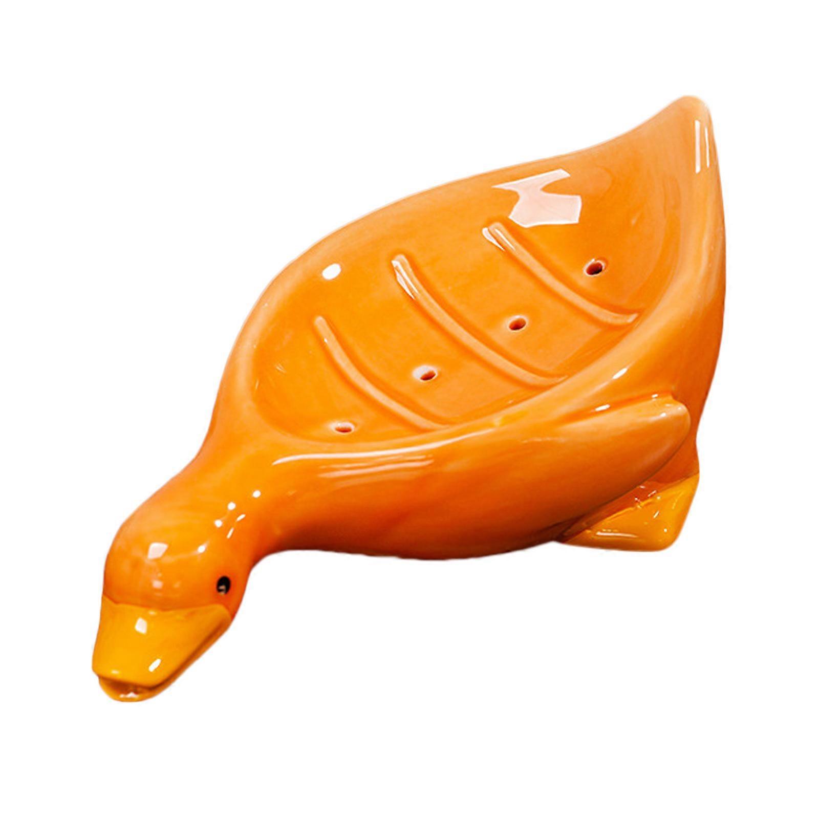Soap Dish For Kitchen Bathroom Accessories Cute Ceramic Self Draining Duck Soap Box