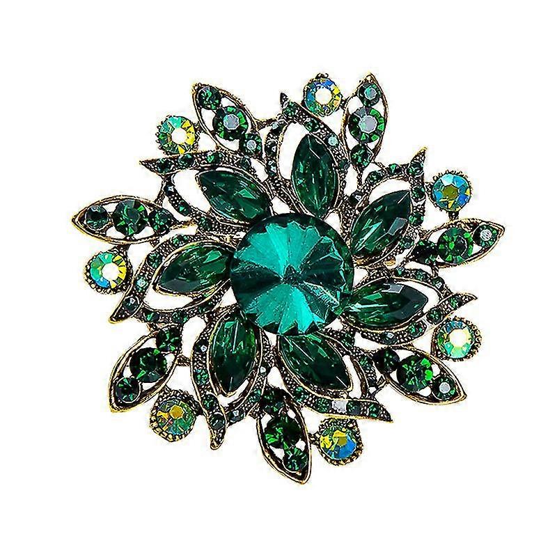 Vintage Women's Crystal Elegant Flower Brooc