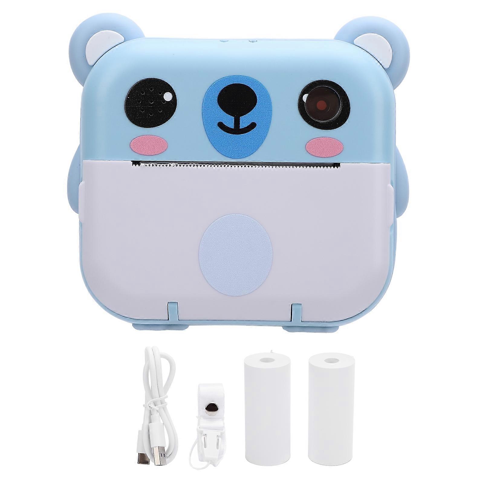 Instant Print Camera with Print Paper 2 Inch 320x240 TFT Screen 1080P Music Games 1000mAh Instant Print Digital Camera for Kids Present Blue