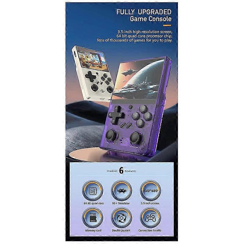 R35Plus Retro Video Game Console 64G 10,000+ Games 3.5In IPS Screen Handheld Game Console Linux System for PSP PS1,C