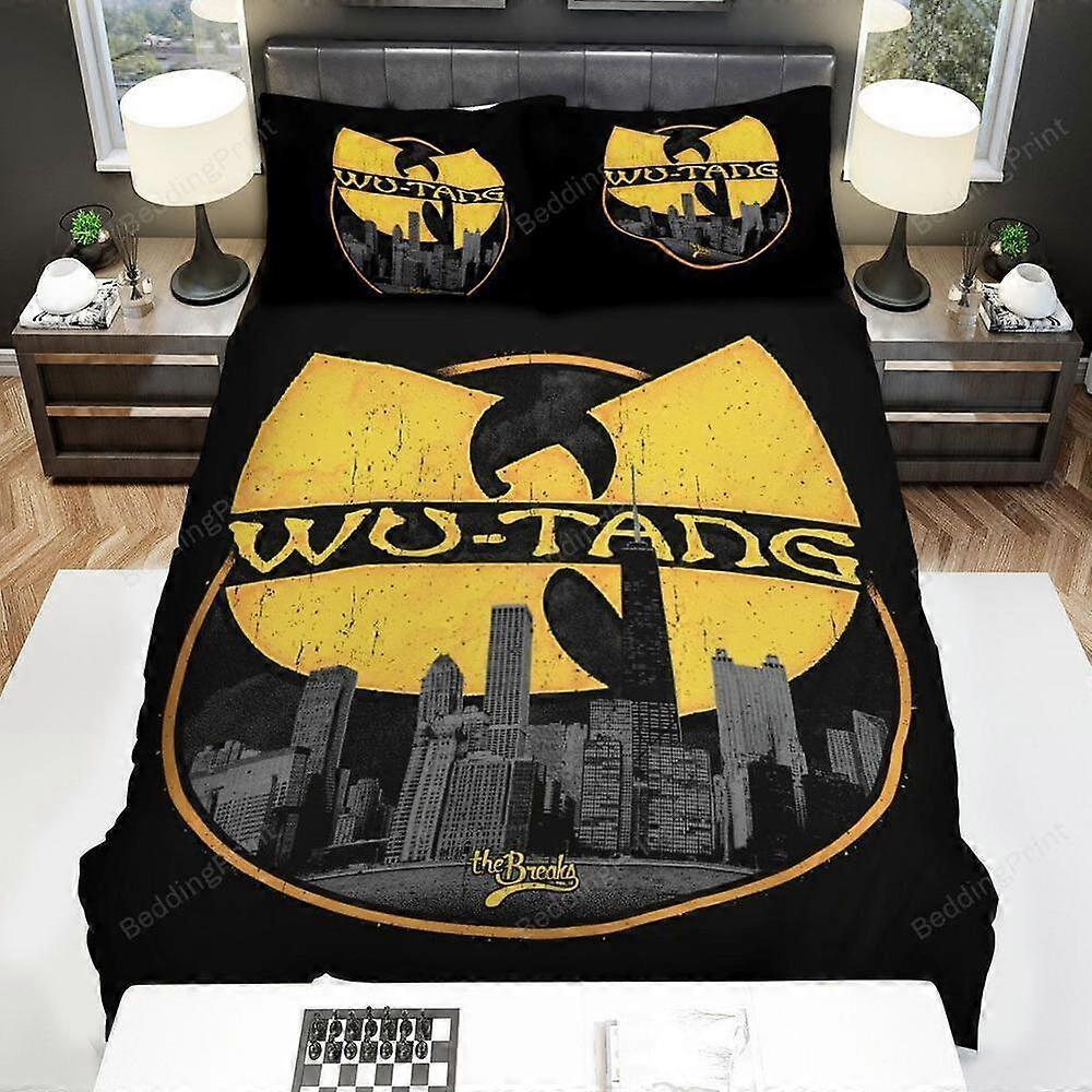 v2357 Lakan Wu-Tang Clan Logo City Påslakan Set Sängkläder Super Örngott Lakan IU2357