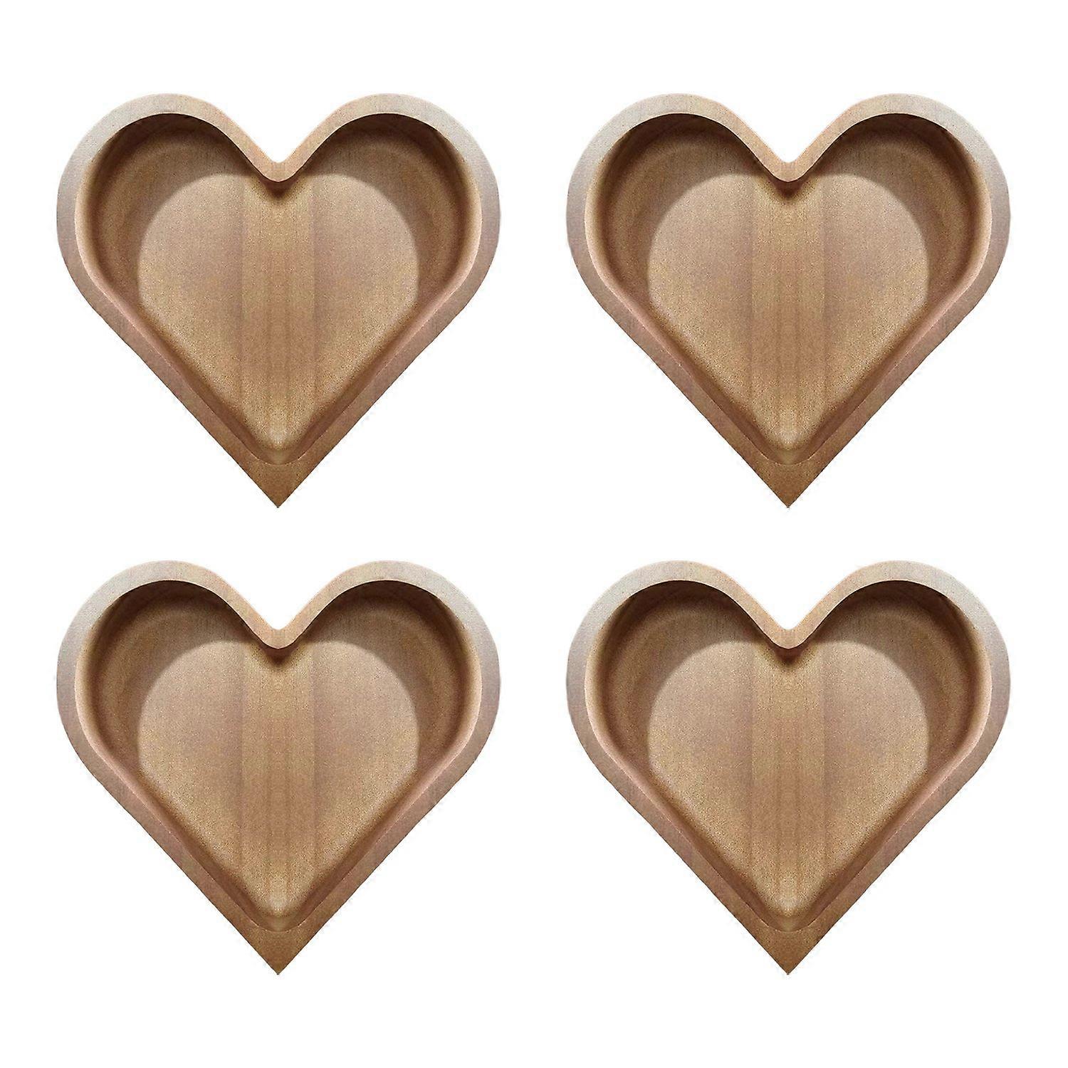 1/4Pcs Wood Fruit Tray Heart-shaped Walnut Nut Tray Snack Dessert Platter Stackable Multi-purpose