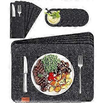 Set of 18 Washable Felt Place Mats in Anthracite
