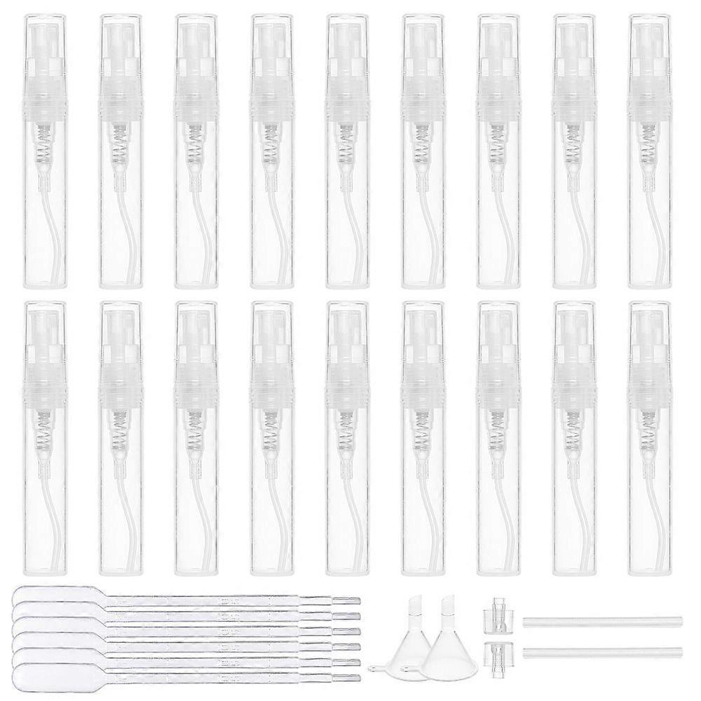 DIY Polypropylene(PP) Spray Bottles Kits with Fine Mist Sprayer & Dust Cap Plastic Pump Pipettes and Funnel Hopper Clear 6.55x1.2cm Capacity: 3ml