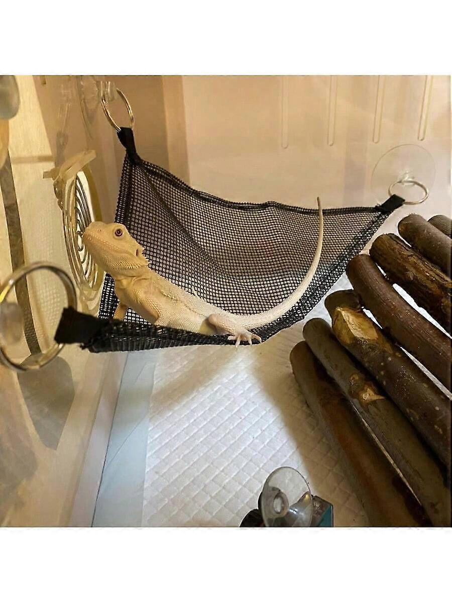 Triangular Pet Hammock, Foldable Breathable Mesh Lizard Hanging Bed With Suction Cup, Comfortable & Washable Hammock Suitable For Lizards, Reptiles & 