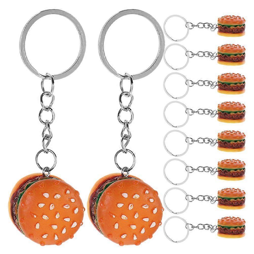 10pcs Hamburger Key Ring Burger Keychain Pendant Simulation Food Pendant Keyring