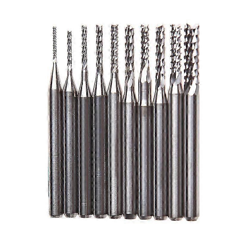 10Pcs 1/8' 0.83.175mm Drill Bits Engraving Cutter Rotary PCB CNC End Mill Set