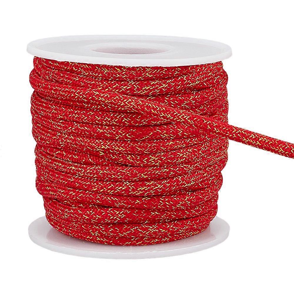 10 Yards Round Polyester Golde Metallic Cord for Gift Wrapping Red 5mm