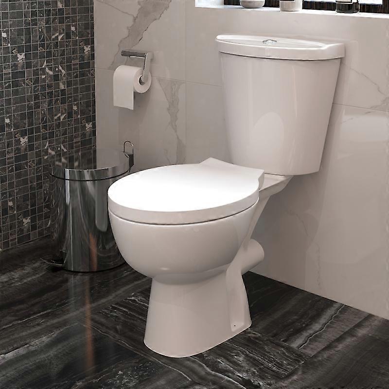 Veebath Round Close Coupled Toilet With Cistern And Seat - White
