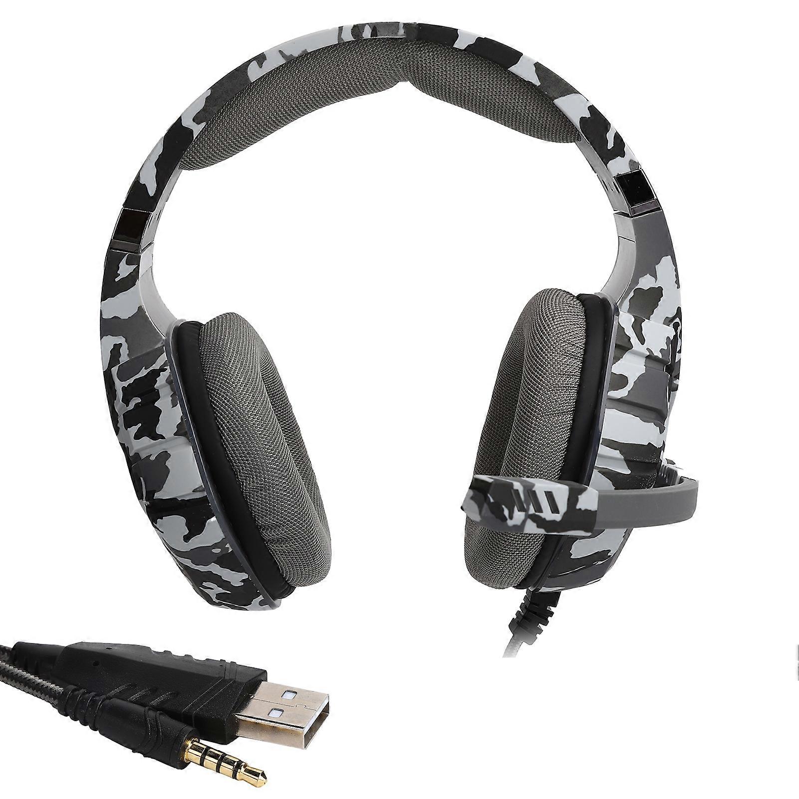 Casque de jeu filaire ; casque stéréo d’ordinateur ; Lumière LED ; microphone; Port USB + 3,5 mm.