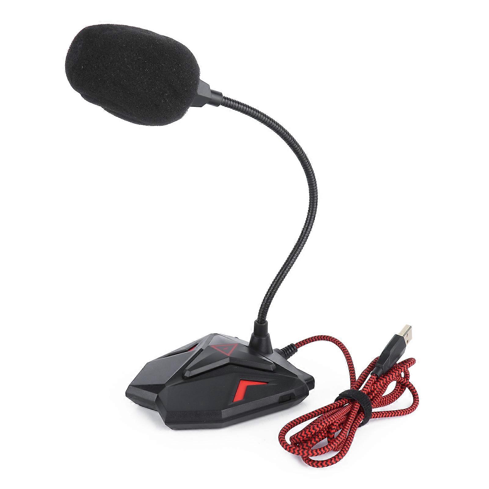 Microphone Plug Play Omnidirectional Capacitive Recording Receiver with Mute Button LED Indicator for Computer Games