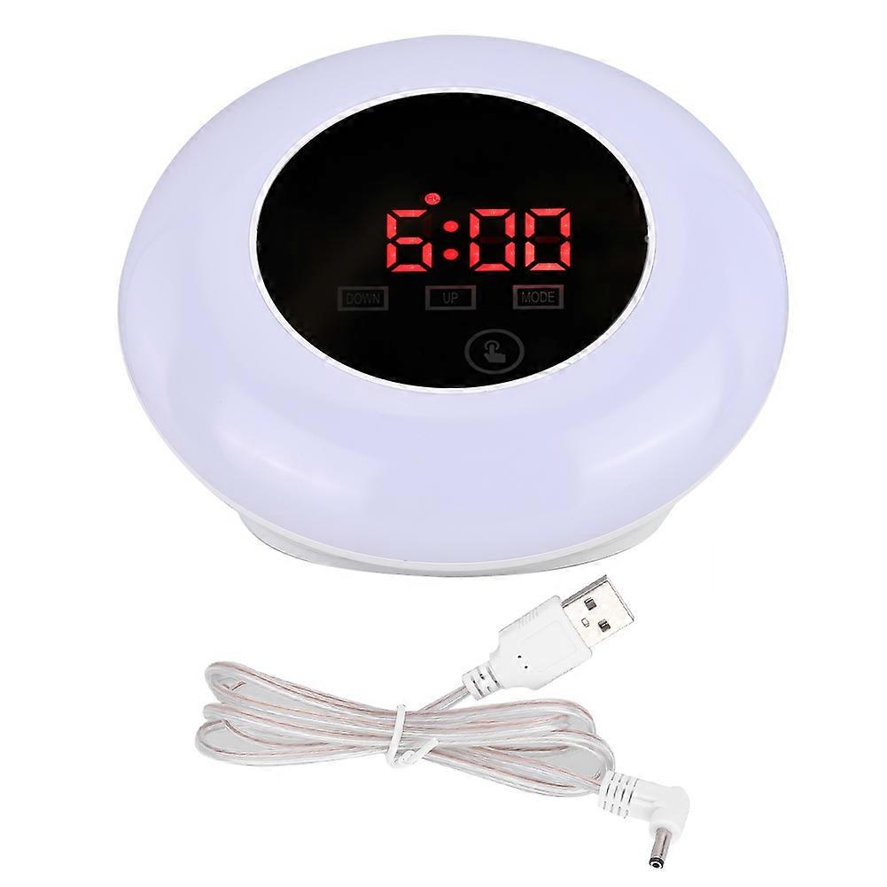 White Noise Sleep Aid Device for Office Workers, Sunrise Simulation Alarm Clock with Color-Changing Temperature Monitor for Heavy Sleepers Students