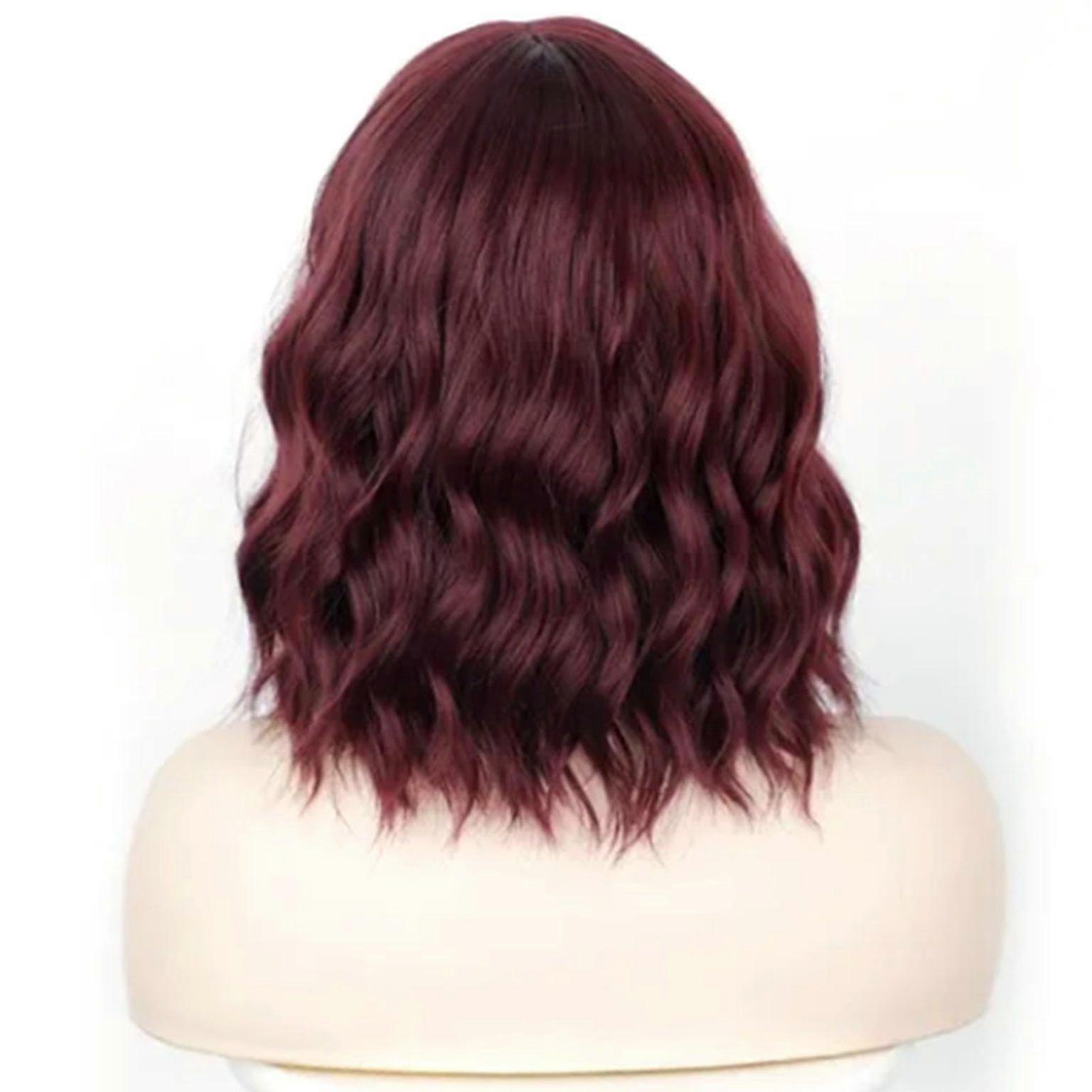 Curly Wavy Red Mid-Length Wig for Women - Replacement Wig