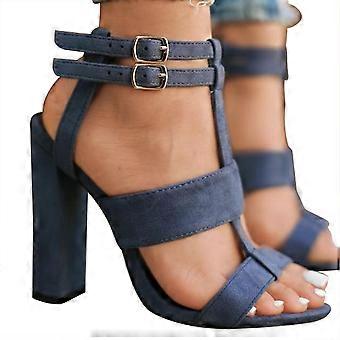 Fashion Summer Women Hollow High-heeled Shoes Stylish Lady Buckle Sandal (37)