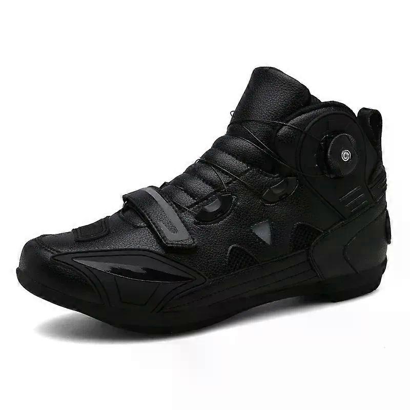 Stivali da motociclista in pelle Stivaletti da moto da uomo Scarpe da corsa da motocross Scarpe da motociclista in rete traspirante Scarpe antiscivolo
