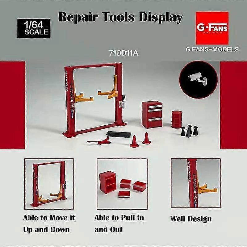 Diorama 1/64 Garage Maintenance Tools Set Alloy Die-cast Model Car Display 12pcs/set - 4 Versions Toy Cars