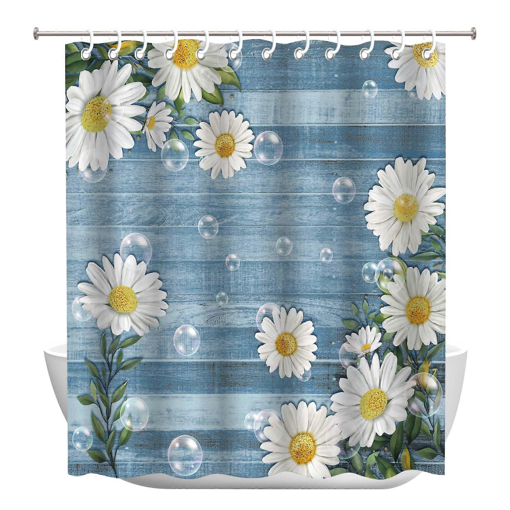 Shower Curtain Set 72 x 72 Inches Waterproof Fabric Bathroom Decor with Hooks and Floral Design