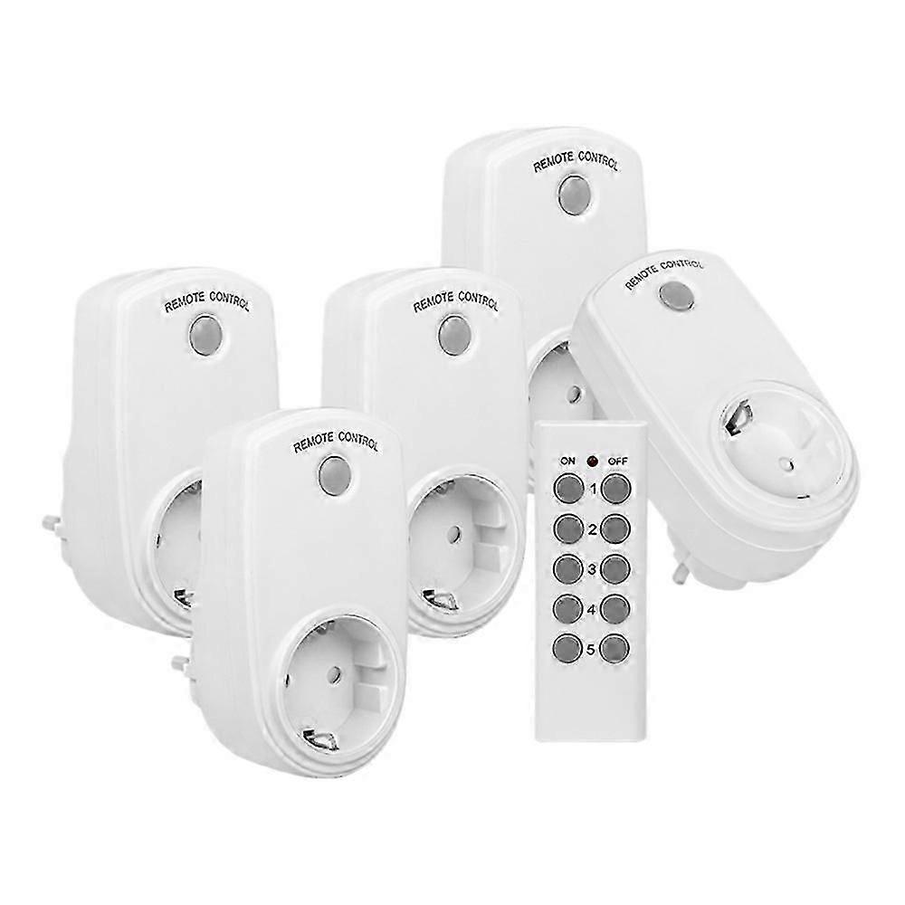 6 Pcs Wireless Remote Control Smart Electrical Outlet Switch Set For Lights Fans Small Appliance Long Range Eu Plug