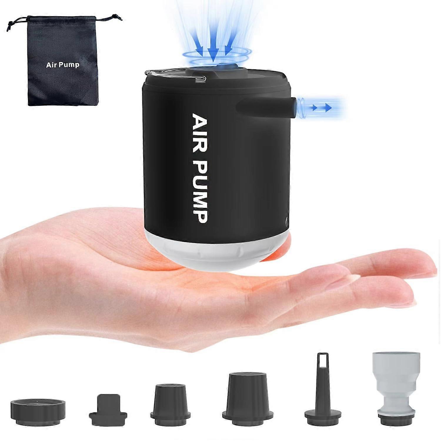 Rechargeable Electric Air Pump for Camping Pool Toys USB-C Rechargeable Portable Compact Design With Nozzle Set